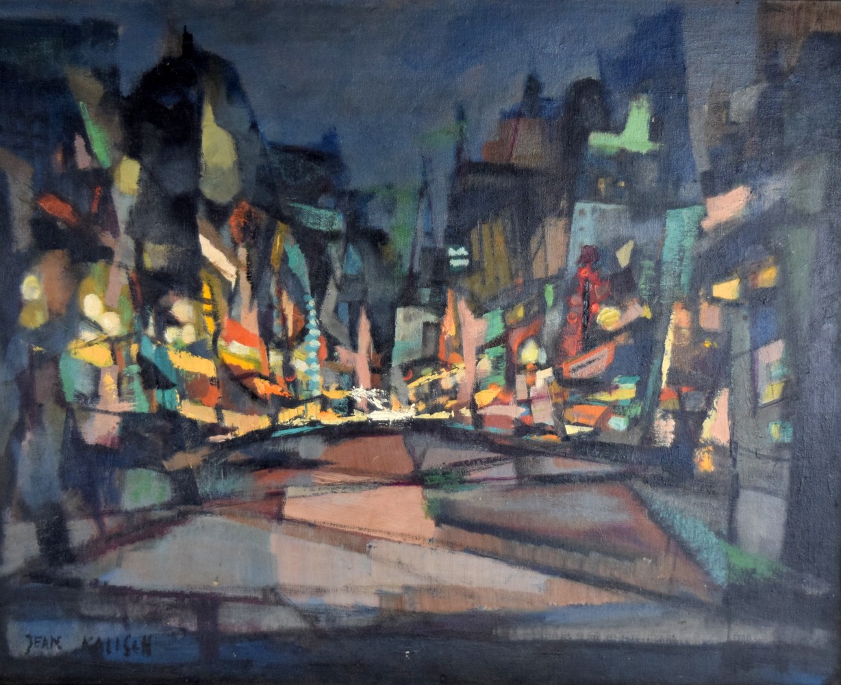 American/Japanese Jean Kalisch Market St San Francisco Cubist Painting