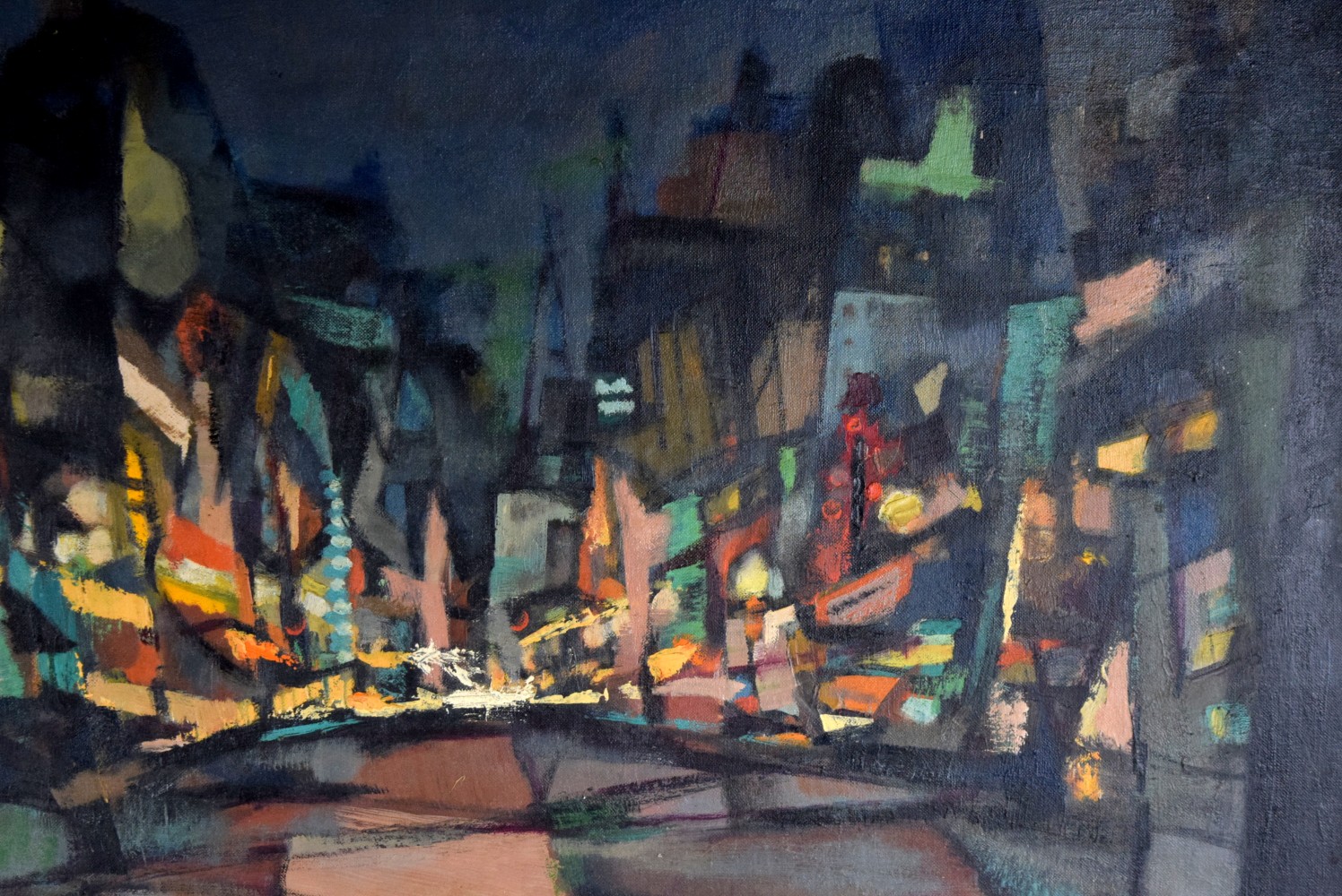 American/Japanese Jean Kalisch Market St San Francisco Cubist Painting