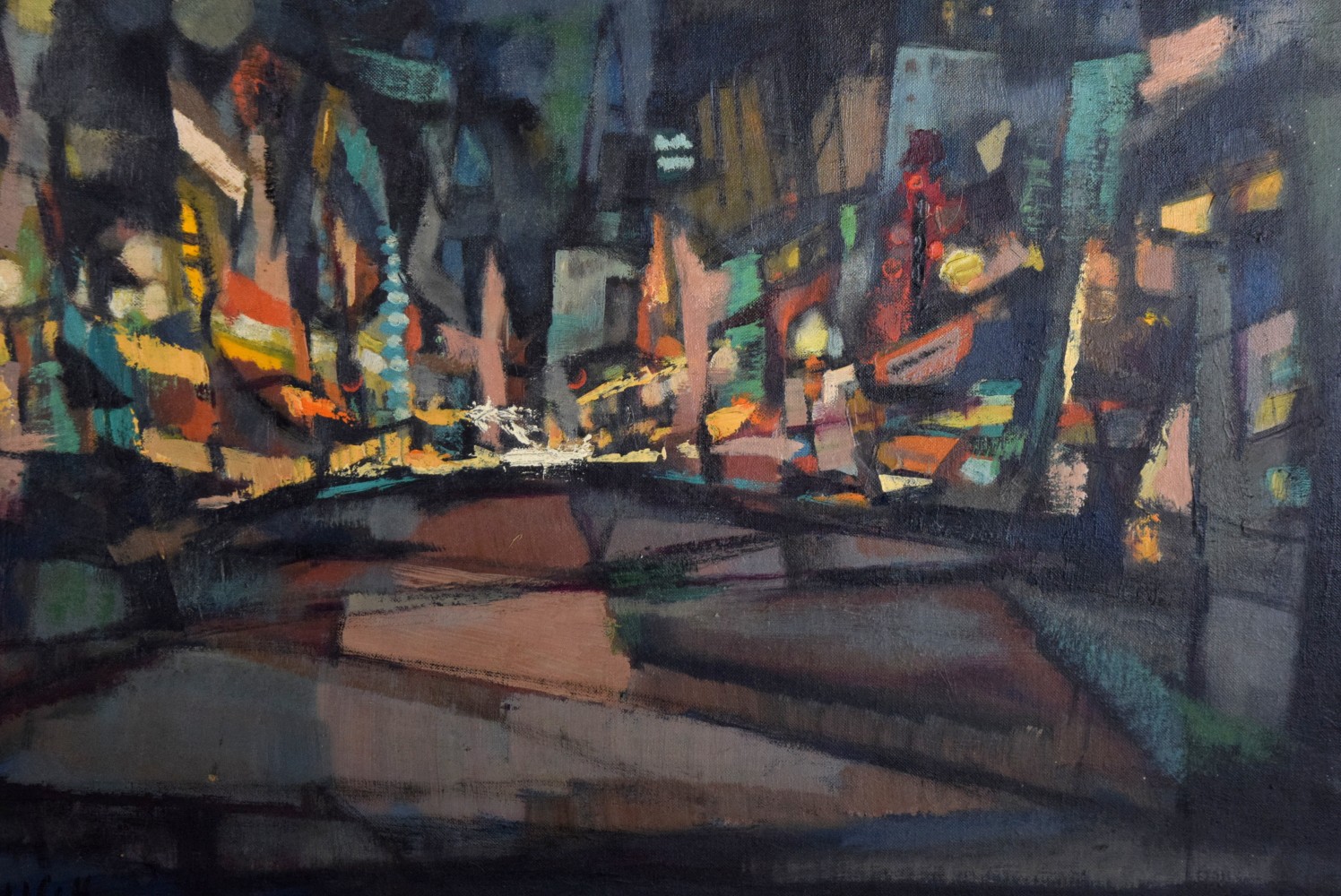 American/Japanese Jean Kalisch Market St San Francisco Cubist Painting