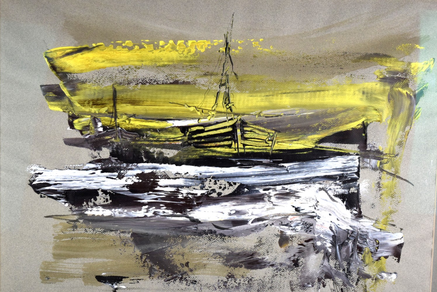 American Gino Hollander Marine Scene Mixed Media Painting
