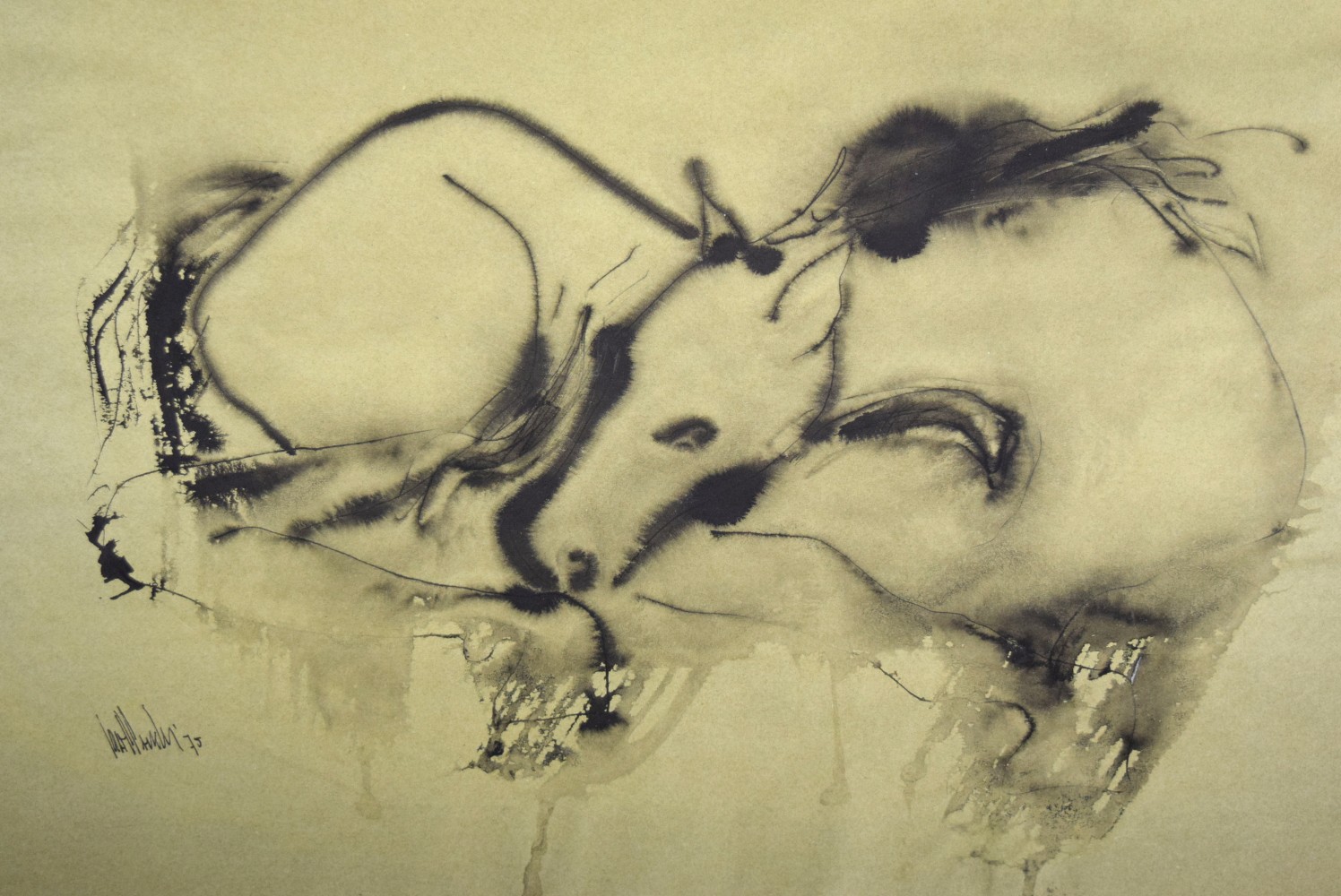 American Gino Hollander Mixed Media Horse Painting