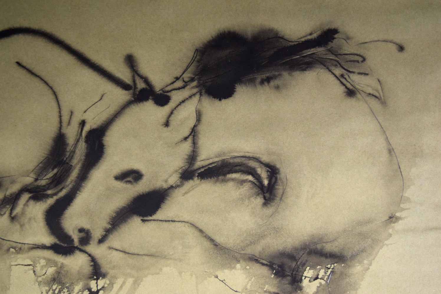 American Gino Hollander Mixed Media Horse Painting