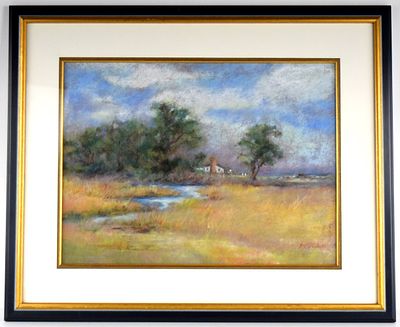 American School Impressionist Pastel By P.Cardell. Very fine impressionist pastel landscape 