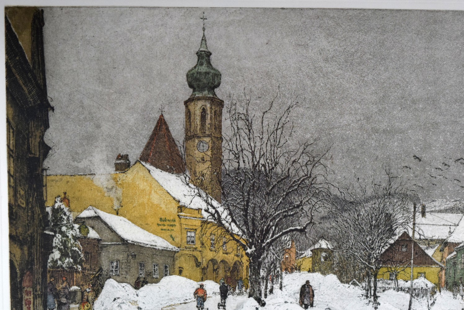 Austrian Luigi Kasimir Grinzing February 1940 Large Color Etching