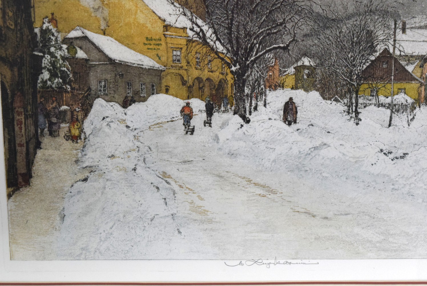 Austrian Luigi Kasimir Grinzing February 1940 Large Color Etching