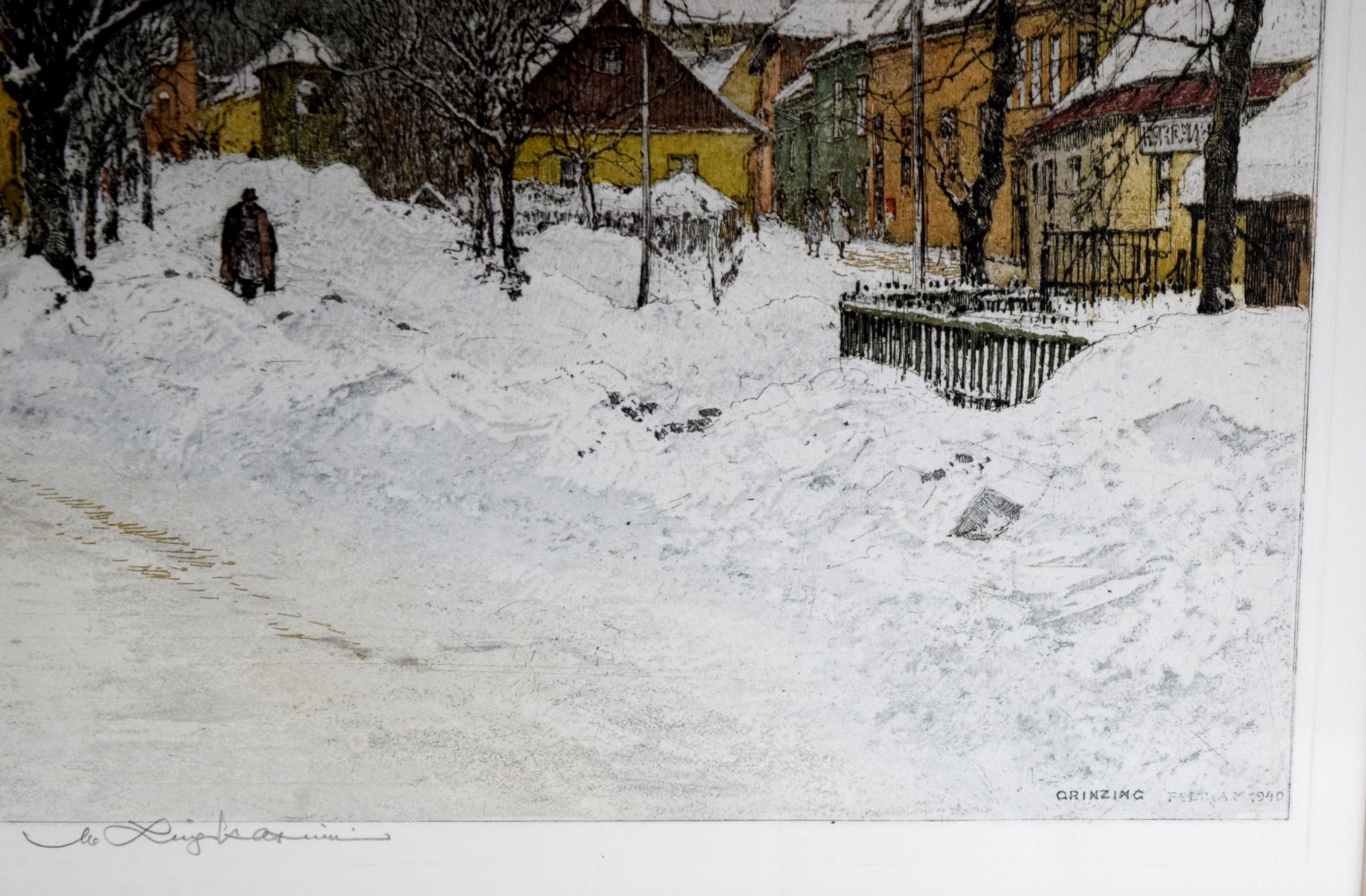 Austrian Luigi Kasimir Grinzing February 1940 Large Color Etching