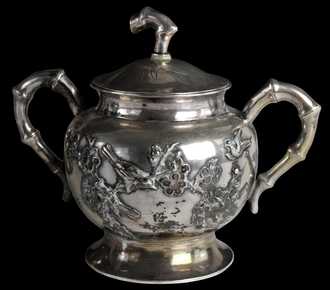 Chinese Export Golden Dragon Workshop Pure Silver Tea Set