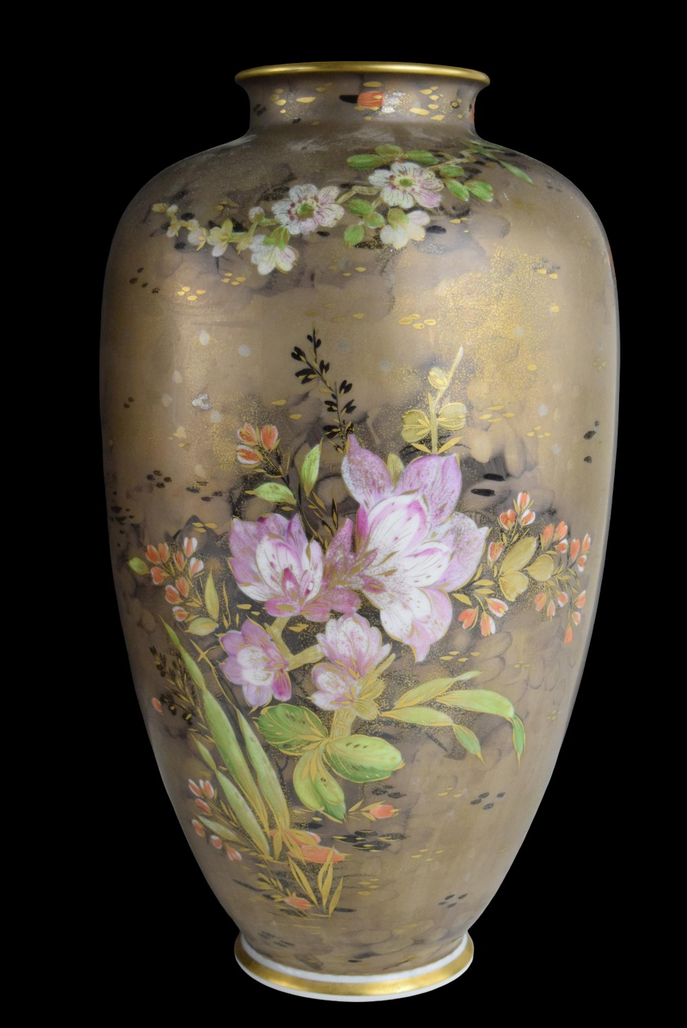 Pair Rosenthal Hand Painted Vases Floral and Gold Motif by Walter Mutze Traumland