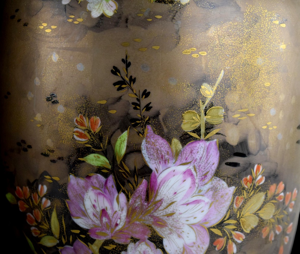 Pair Rosenthal Hand Painted Vases Floral and Gold Motif by Walter Mutze Traumland