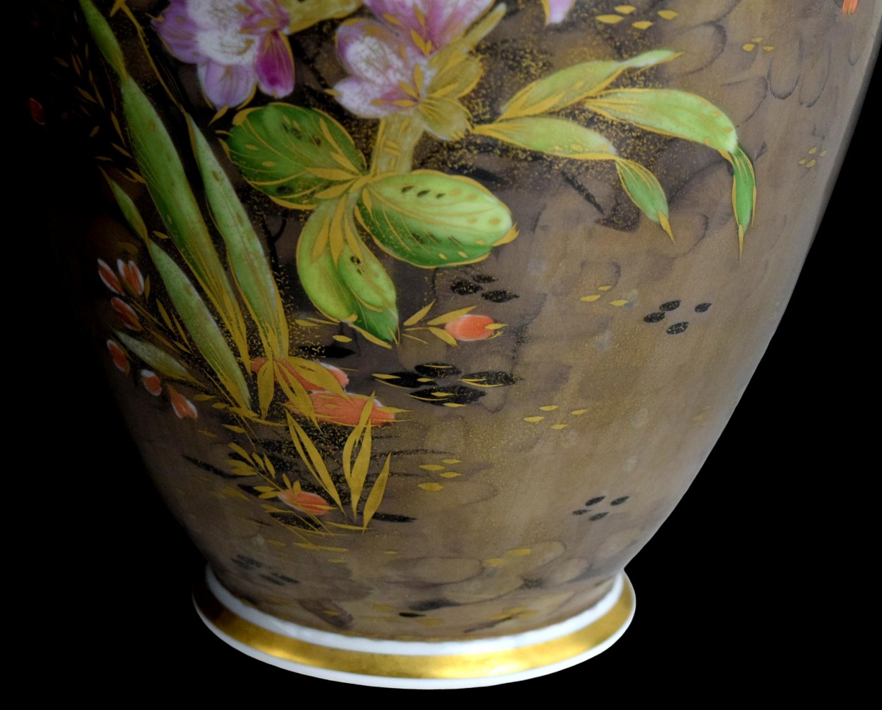 Pair Rosenthal Hand Painted Vases Floral and Gold Motif by Walter Mutze Traumland