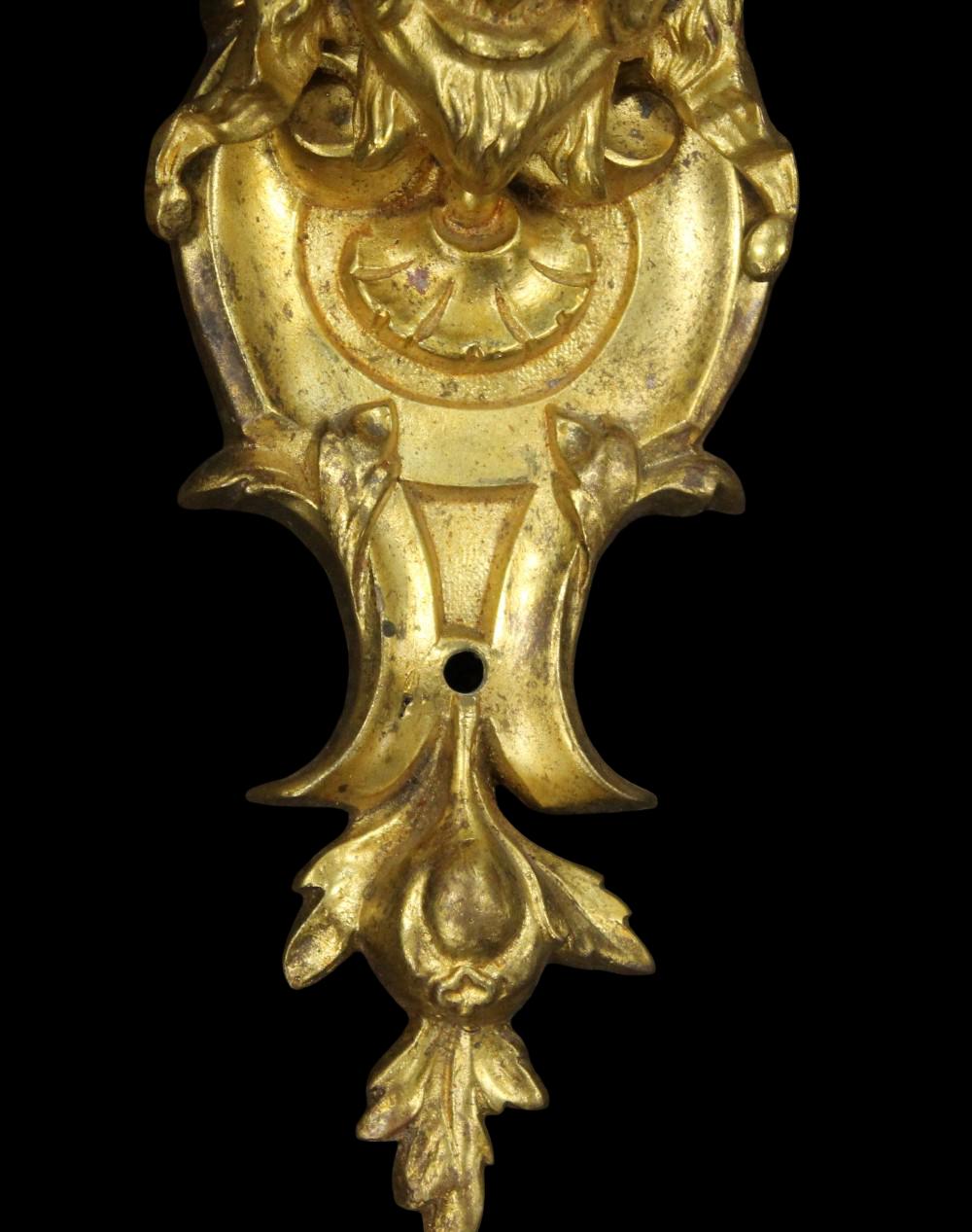 Pair of 19th Century Baroque Style Bronze Dore Sconces with Satyr Masks