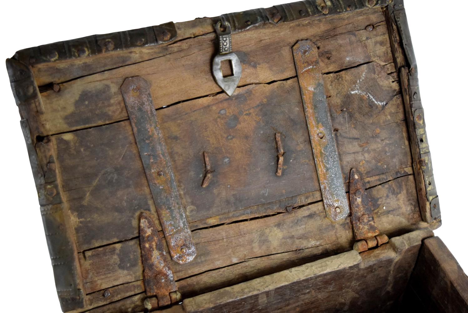 Antique Oman Teak Wood & Brass Storage Chest c.1800's