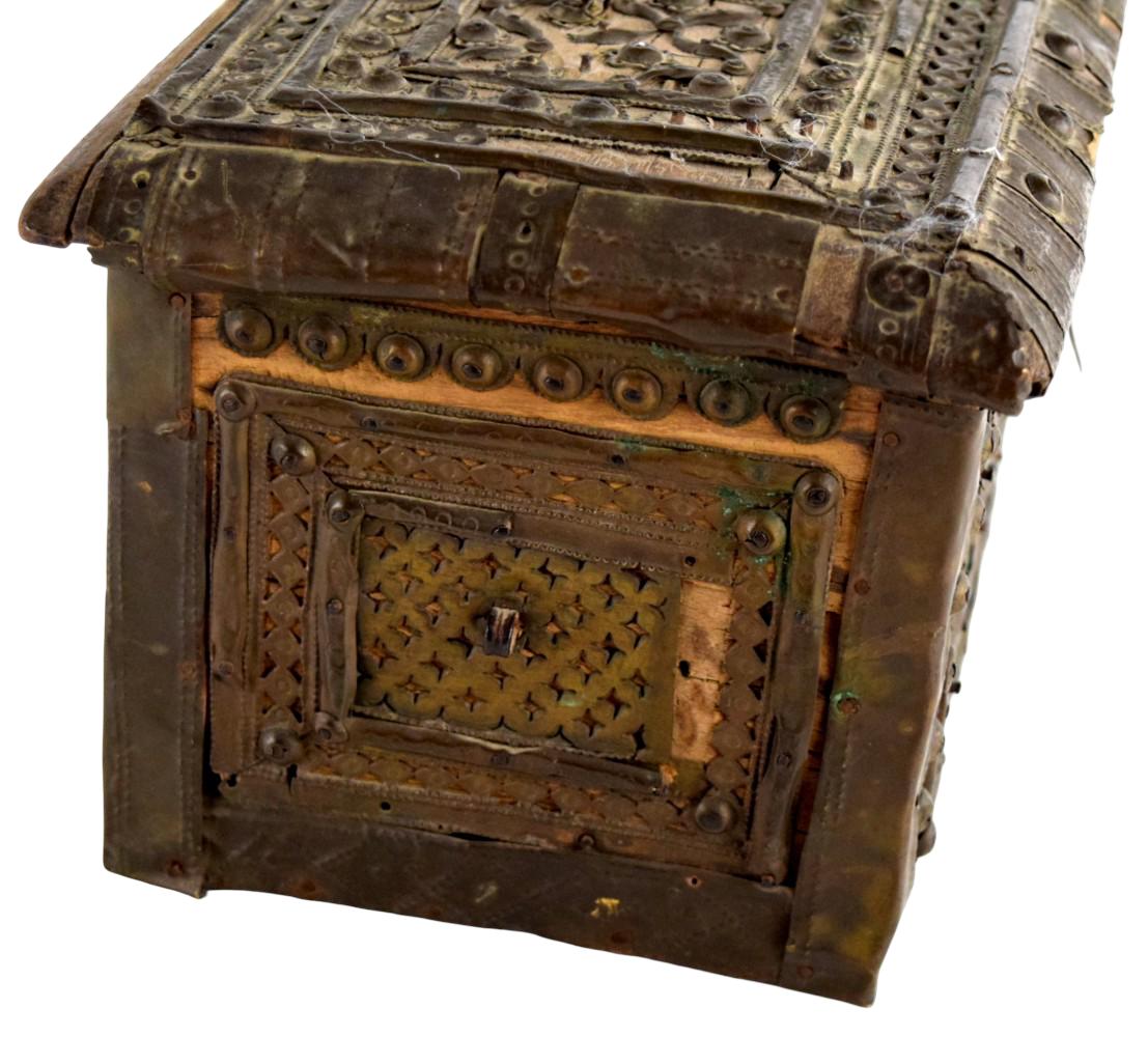 Antique Oman Teak Wood & Brass Storage Chest c.1800's