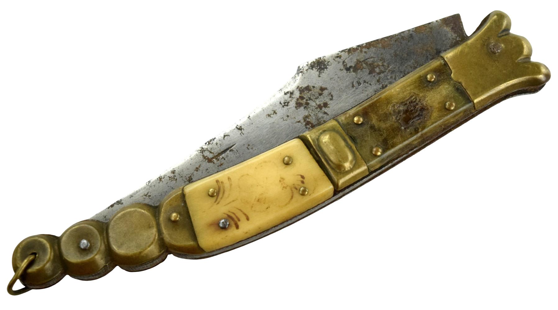 Good 19th C. Spanish or French NAVAJA Folding Knife, Nice Horn Grips