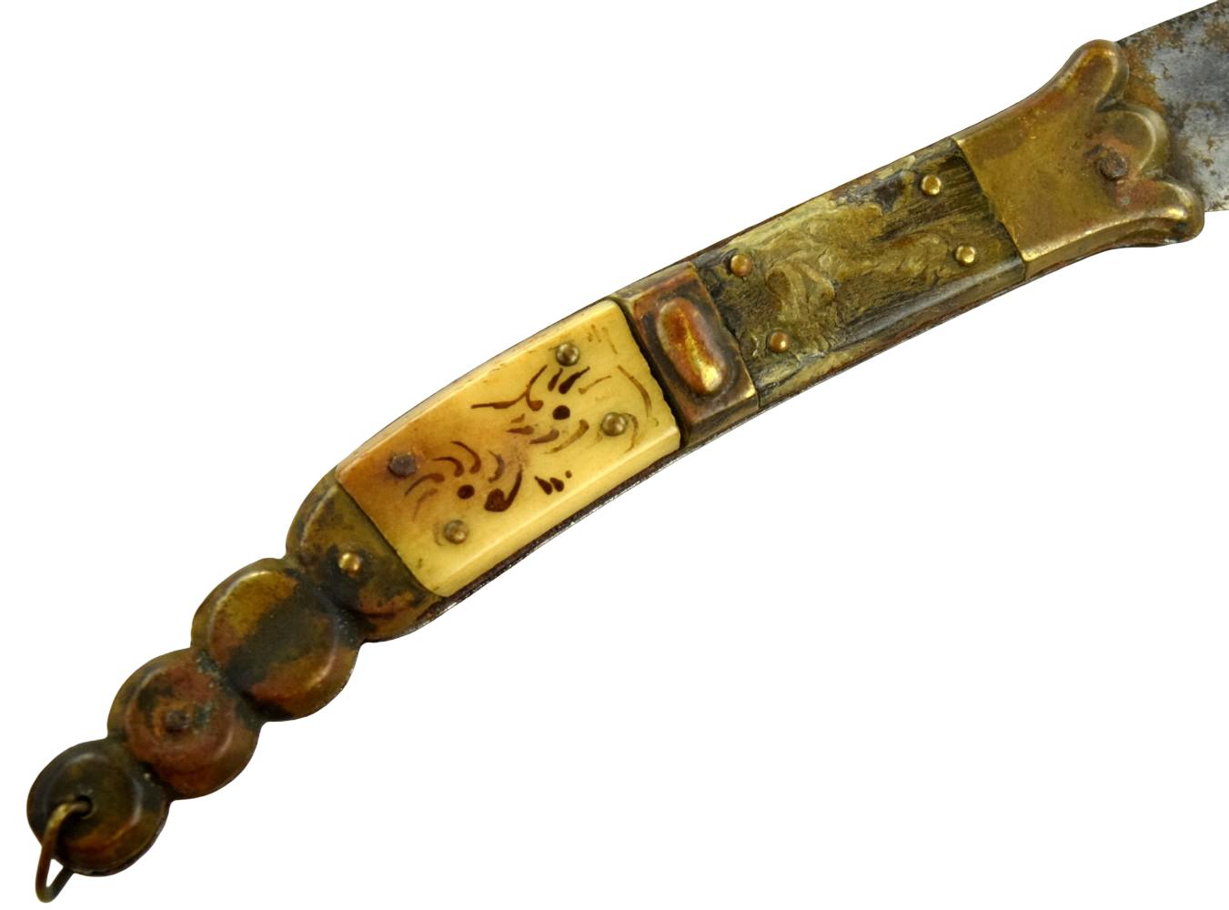 Good 19th C. Spanish or French NAVAJA Folding Knife, Nice Horn Grips