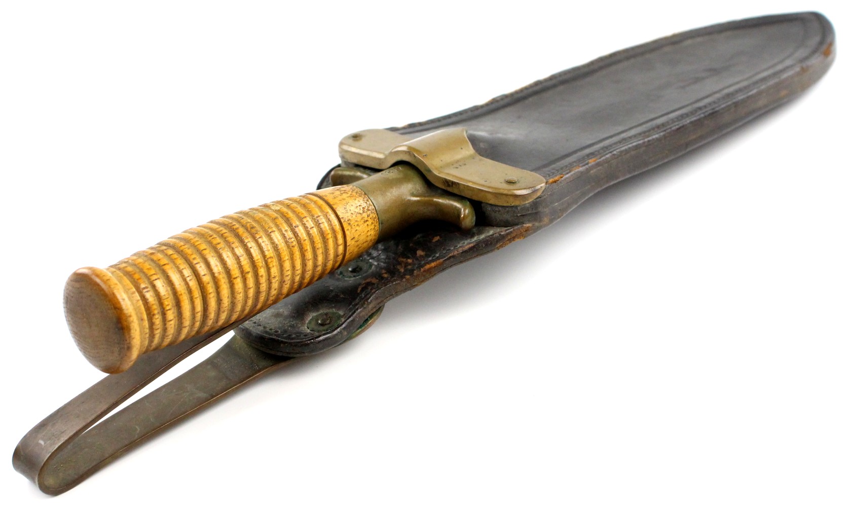 Good 19th C. US Springfield Hunting Knife Dagger, ''Rock Island Arsenal'' Stamped Scabbard with Inspector Markings.