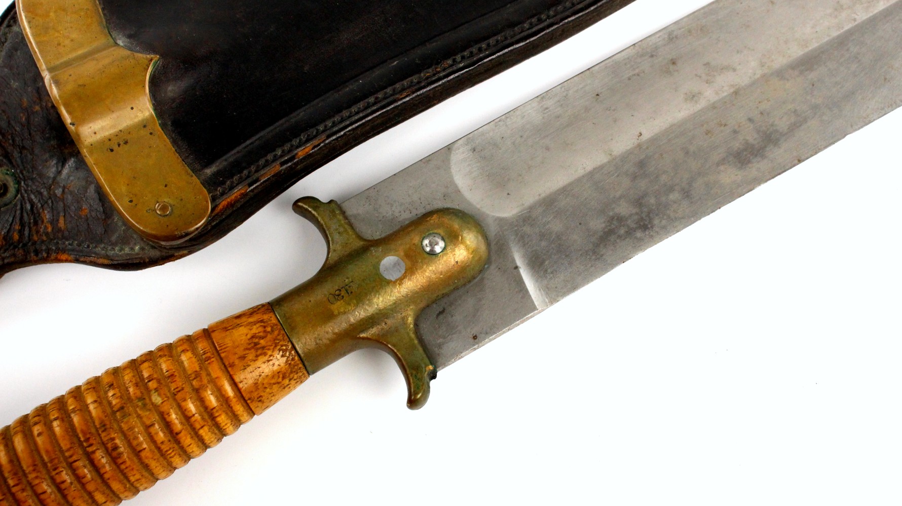 Good 19th C. US Springfield Hunting Knife Dagger, ''Rock Island Arsenal'' Stamped Scabbard with Inspector Markings.