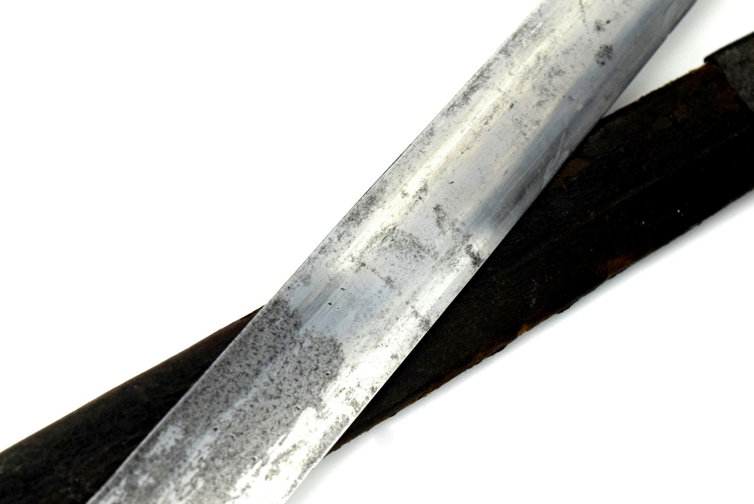 Good 19th C. German or Austrian Hunting Sword Dagger with Iron Mounts Nice Stag Grip & Maker Marked Blade.