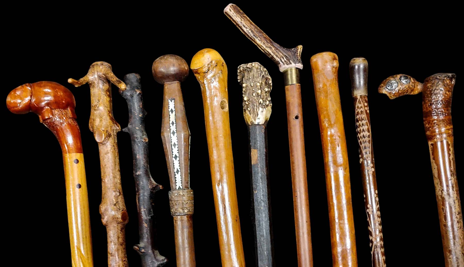 Collector Lot of 10 Various Antique Walking Cane Canes Sticks