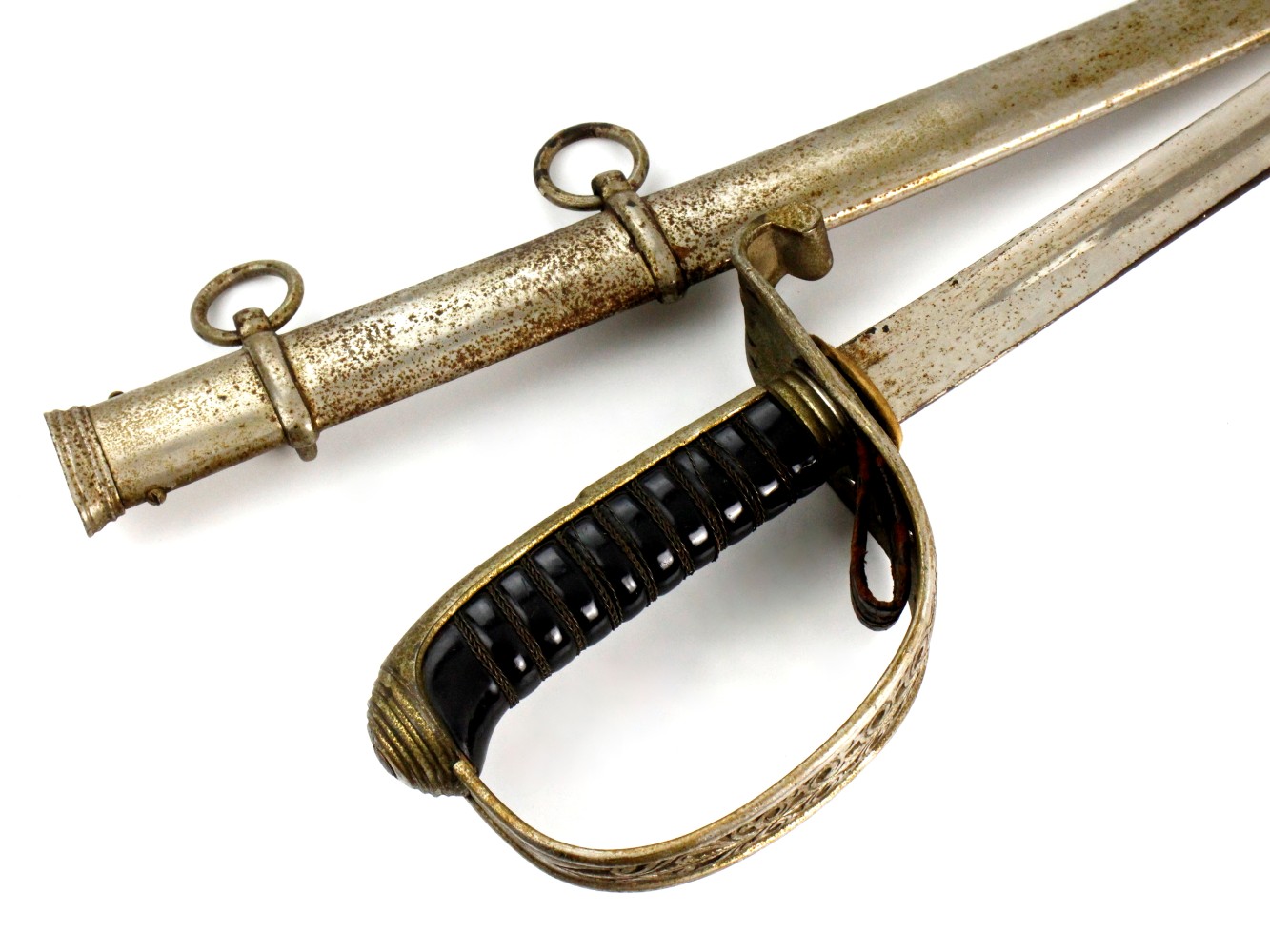 Antique Austro-Hungarian Infantry Officer's Saber by Carl Eickhorn, Solingen, Germany, with Steel Scabbard