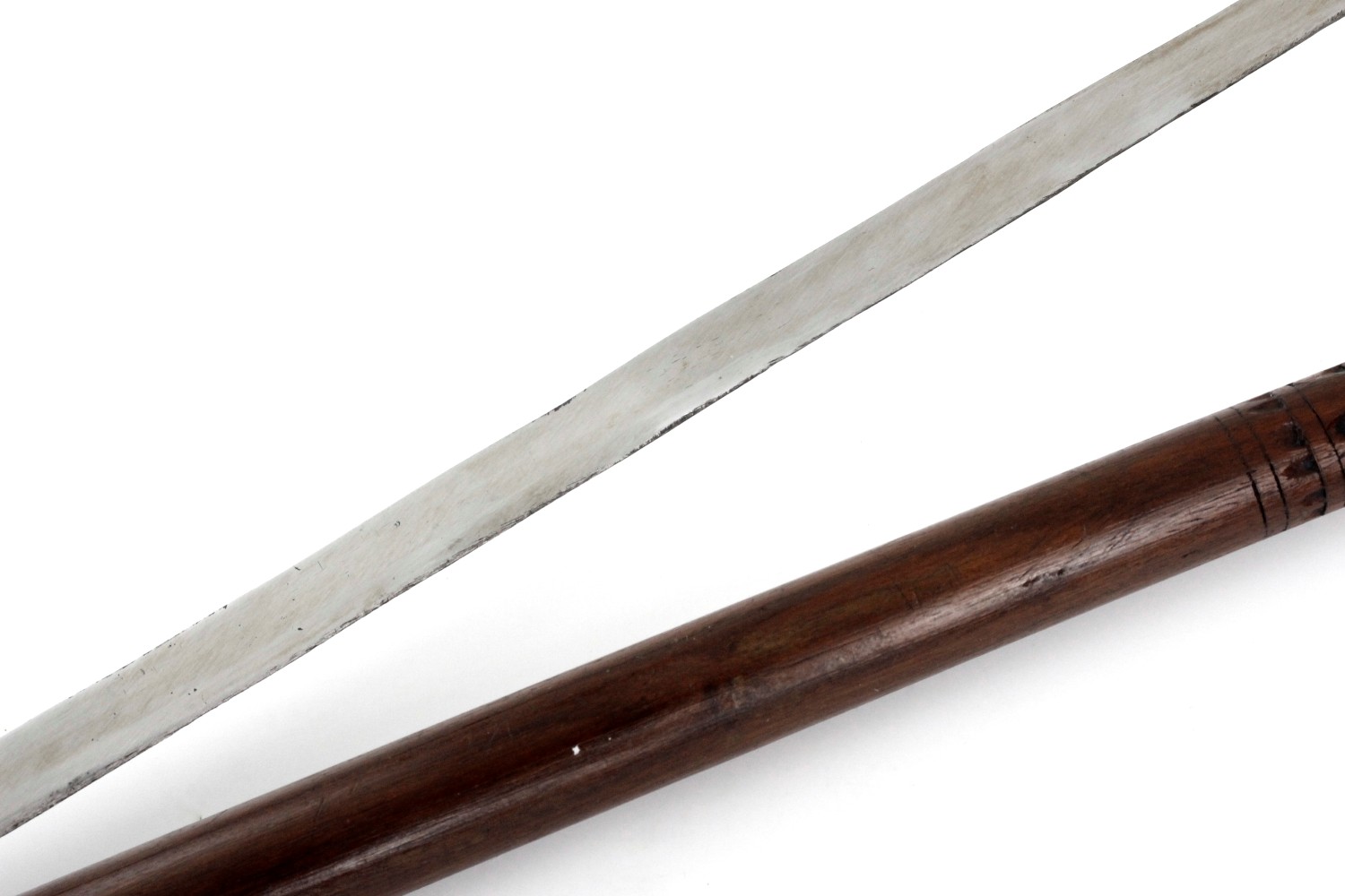 Antique Sword Cane Walking Stick with Carved Bone Mounts, Probably 19th C.
