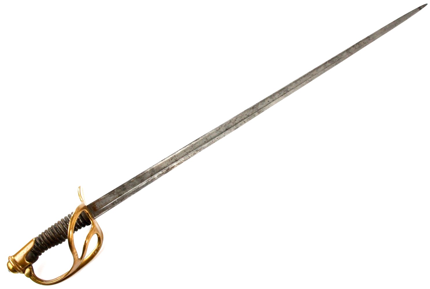 Antique American Civil War era Cavalry Sword, Rare Maker Marked Spine.