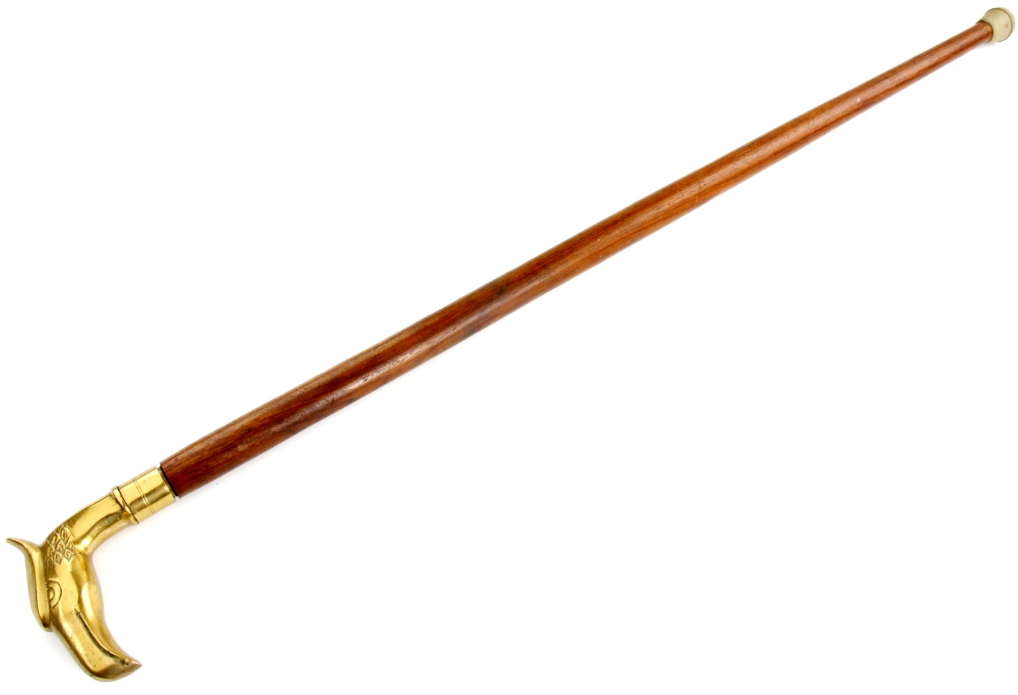 Very Nice Vintage or Antique Sword Cane Walking Stick, Solid Brass Mace like Eagle Head Grip, Strong Thrusting Blade of Square Section.