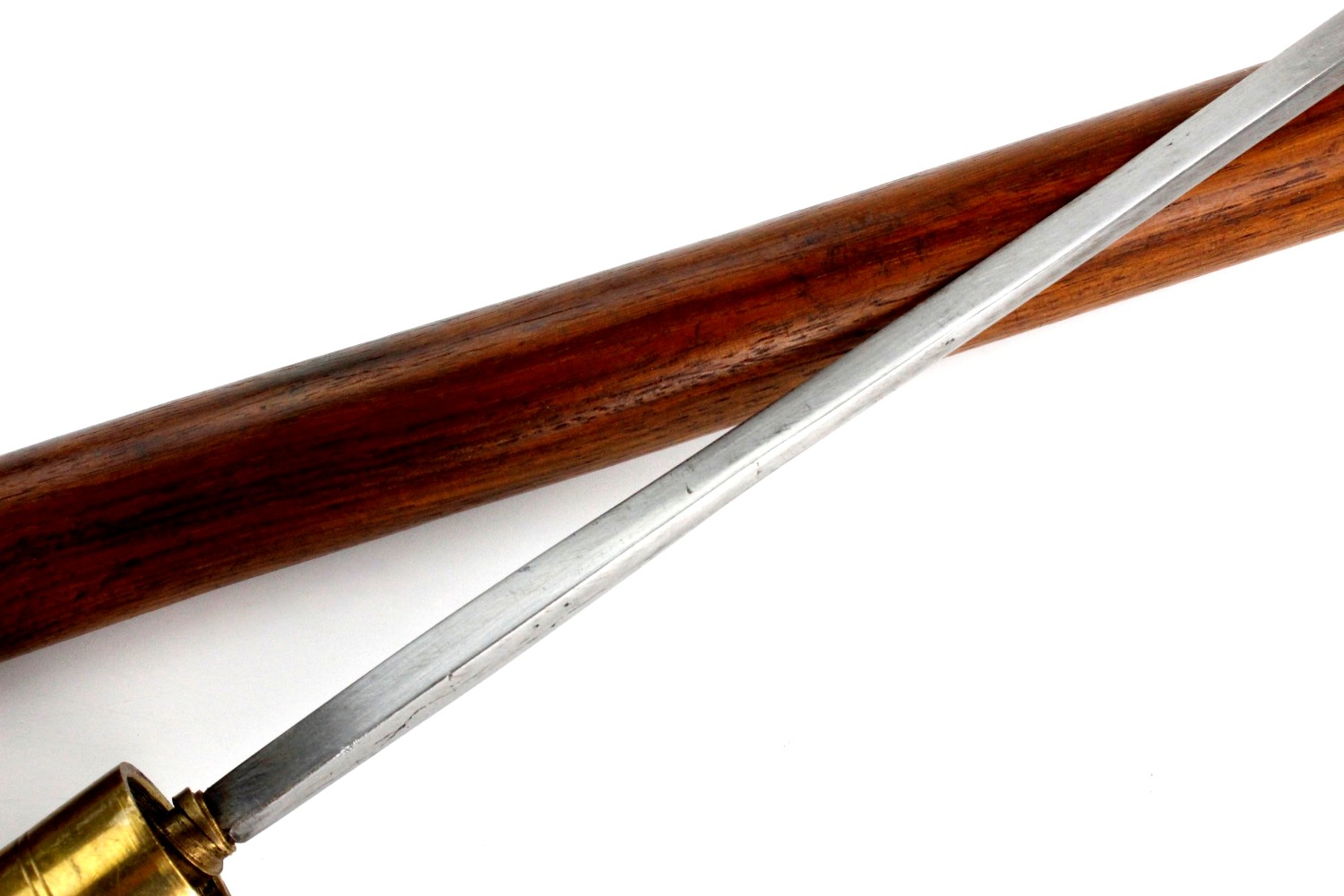 Very Nice Vintage or Antique Sword Cane Walking Stick, Solid Brass Mace like Eagle Head Grip, Strong Thrusting Blade of Square Section.