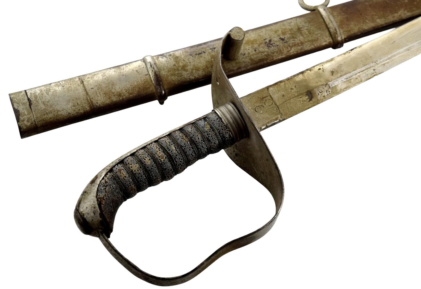 WWI Period Austrian Heavy Cavalry Sword with Scabbard ~ Marked Blade