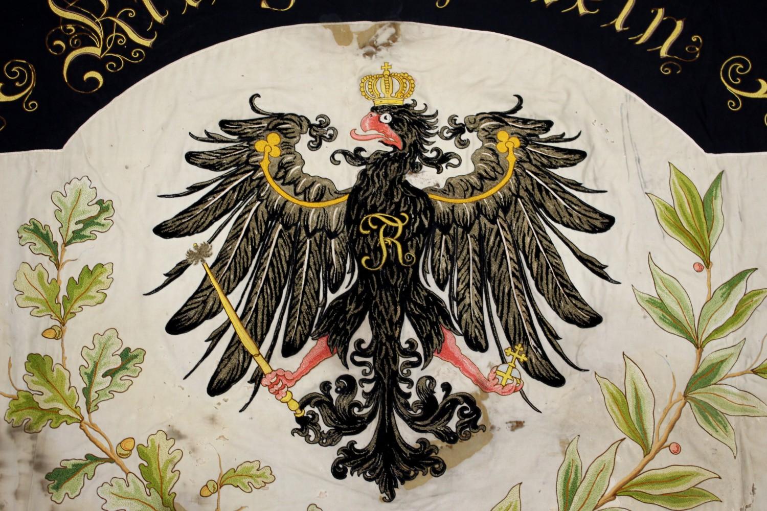 Exceptional Imperial German Kriegerverein Banner of Empfingen, c.1890-1914, Hand-Painted & Gold Bullion Embroidery