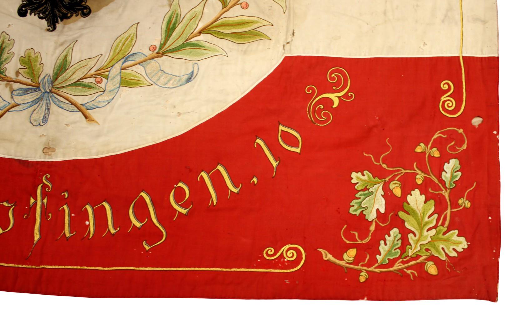 Exceptional Imperial German Kriegerverein Banner of Empfingen, c.1890-1914, Hand-Painted & Gold Bullion Embroidery