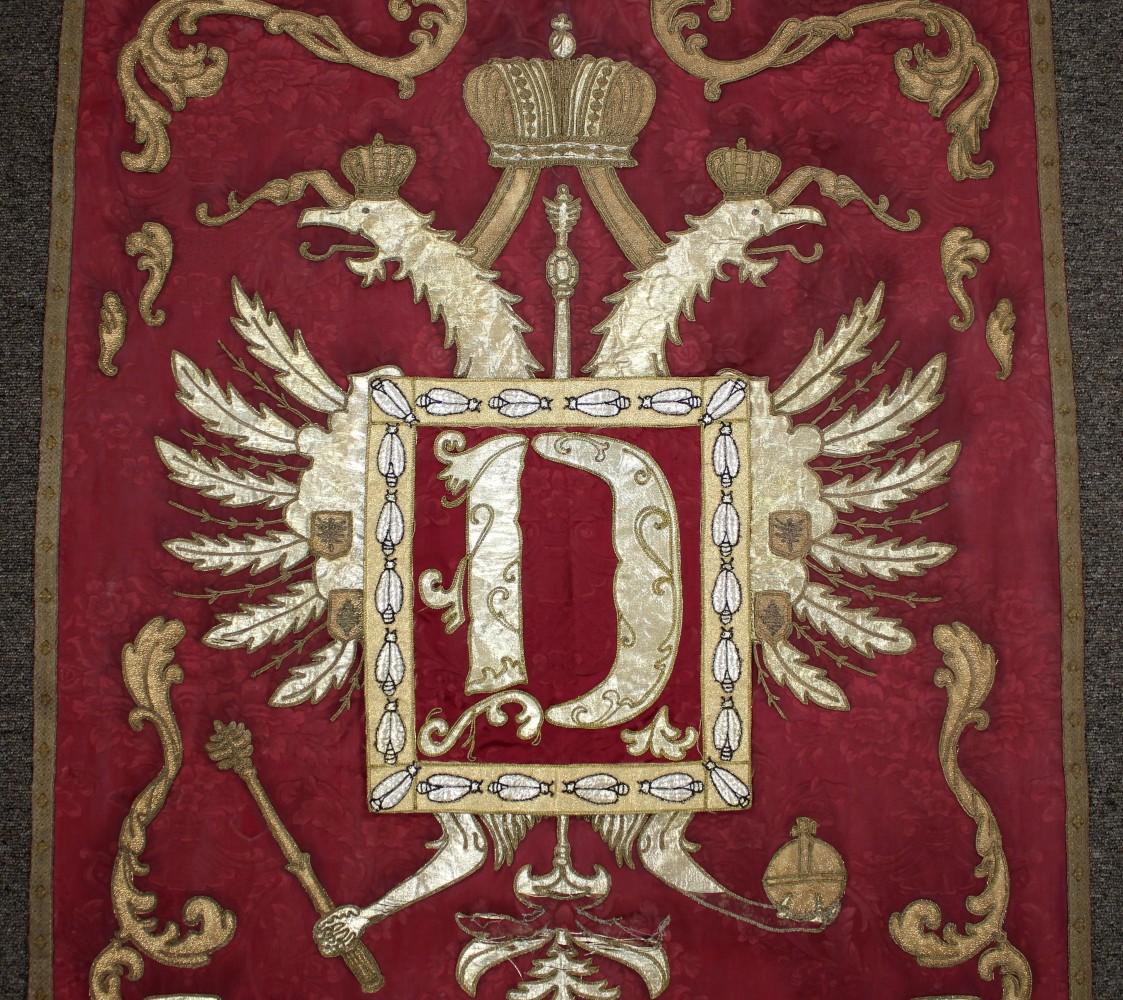 Exceptional Austro-Hungarian Imperial Veterans Association Embroidered Ceremonial Banner with Double-Headed Eagle