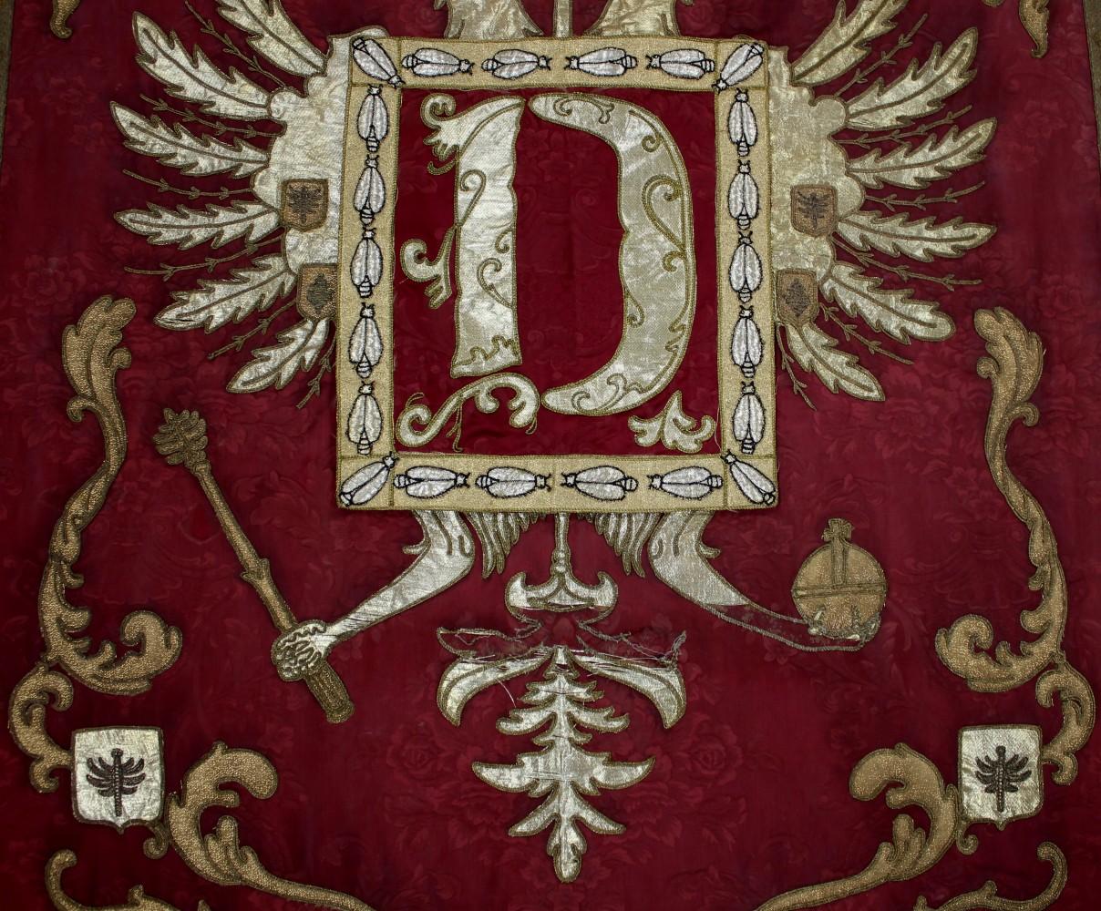 Exceptional Austro-Hungarian Imperial Veterans Association Embroidered Ceremonial Banner with Double-Headed Eagle