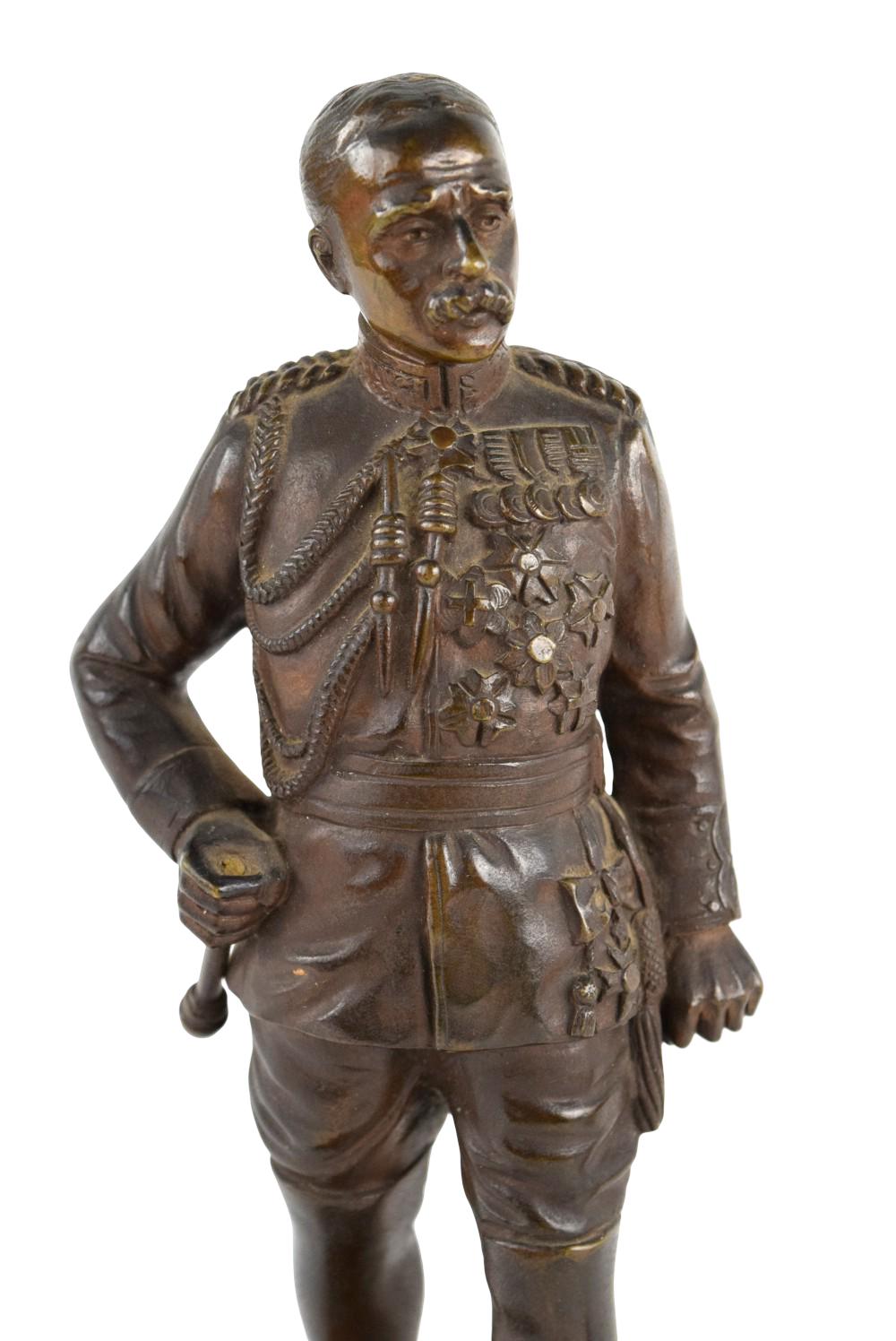 Two Antique Late 19th - early 20th Century Military bronze figurines. Signed.