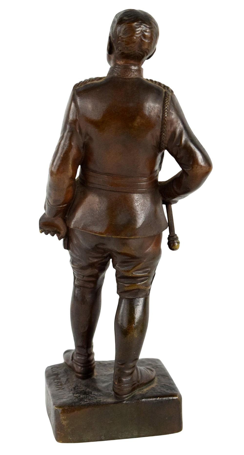 Two Antique Late 19th - early 20th Century Military bronze figurines. Signed.