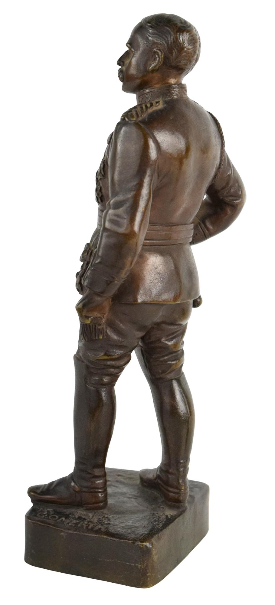 Two Antique Late 19th - early 20th Century Military bronze figurines. Signed.