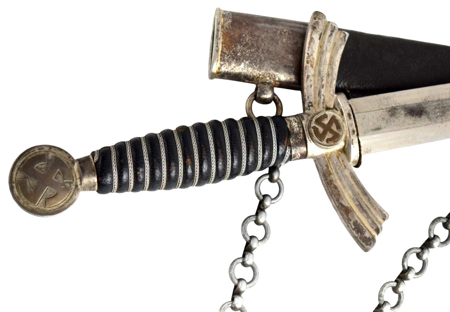 WWII German 1st Model Luftwaffe Dagger Maker Robert Klaas, Solingen, kissing cranes