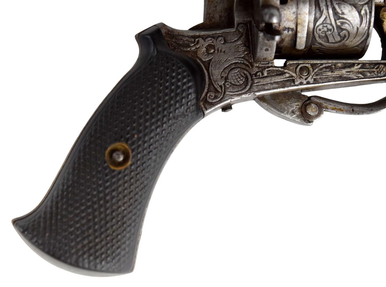 Engraved Belgian Pinfire 7mm Revolver c.1800's