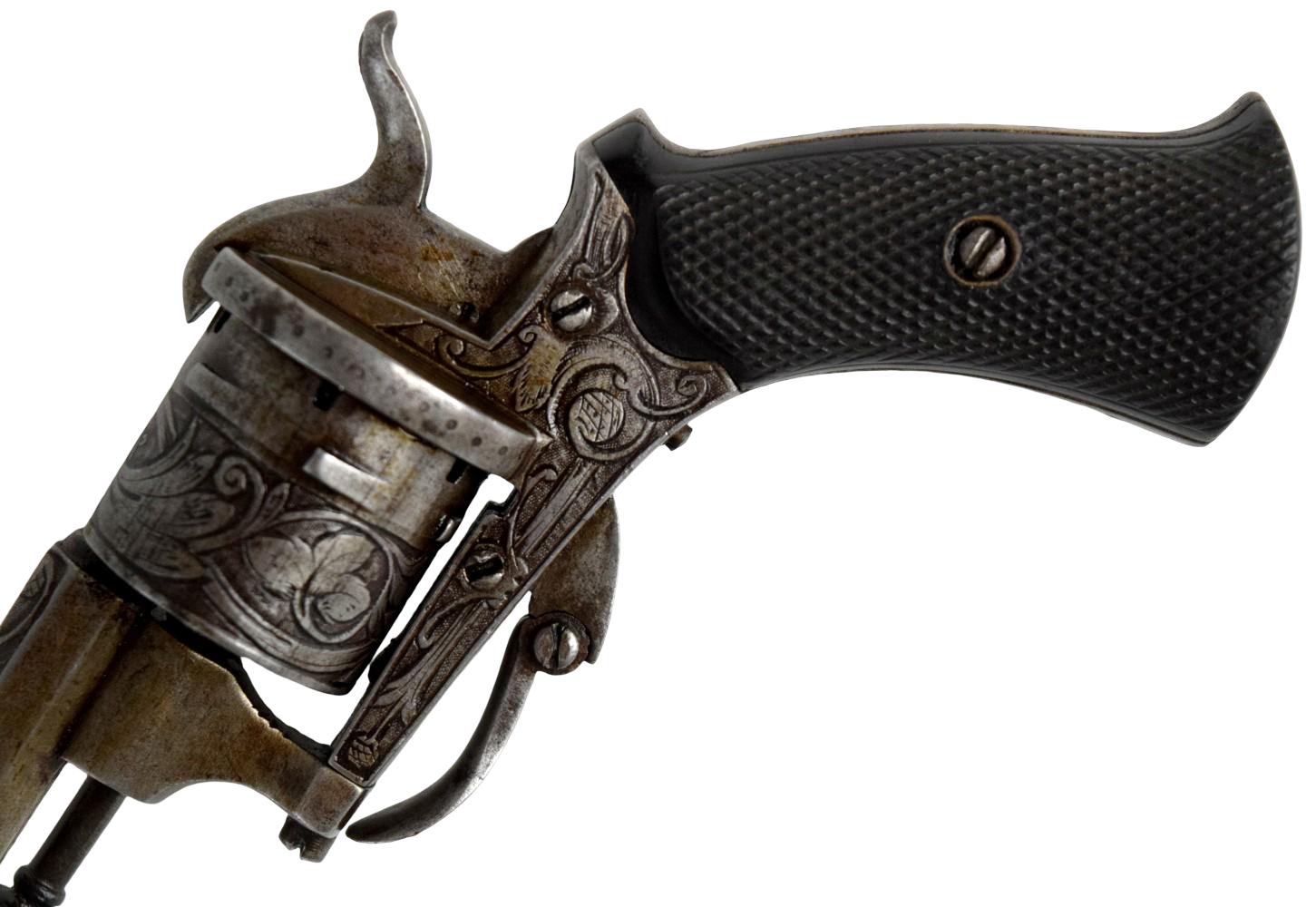 Engraved Belgian Pinfire 7mm Revolver c.1800's