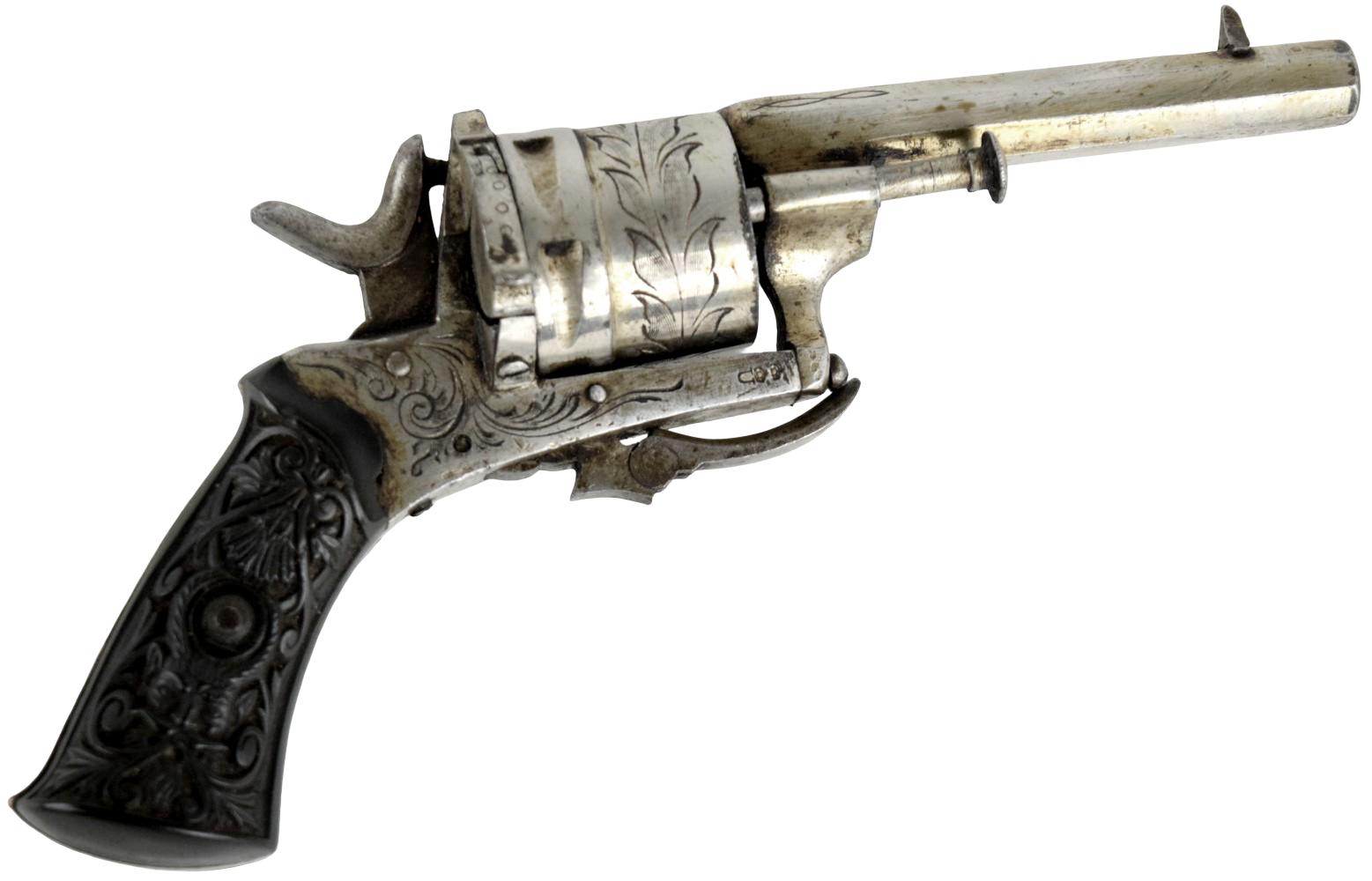 Engraved Belgian Pinfire 7mm Revolver c.1800's