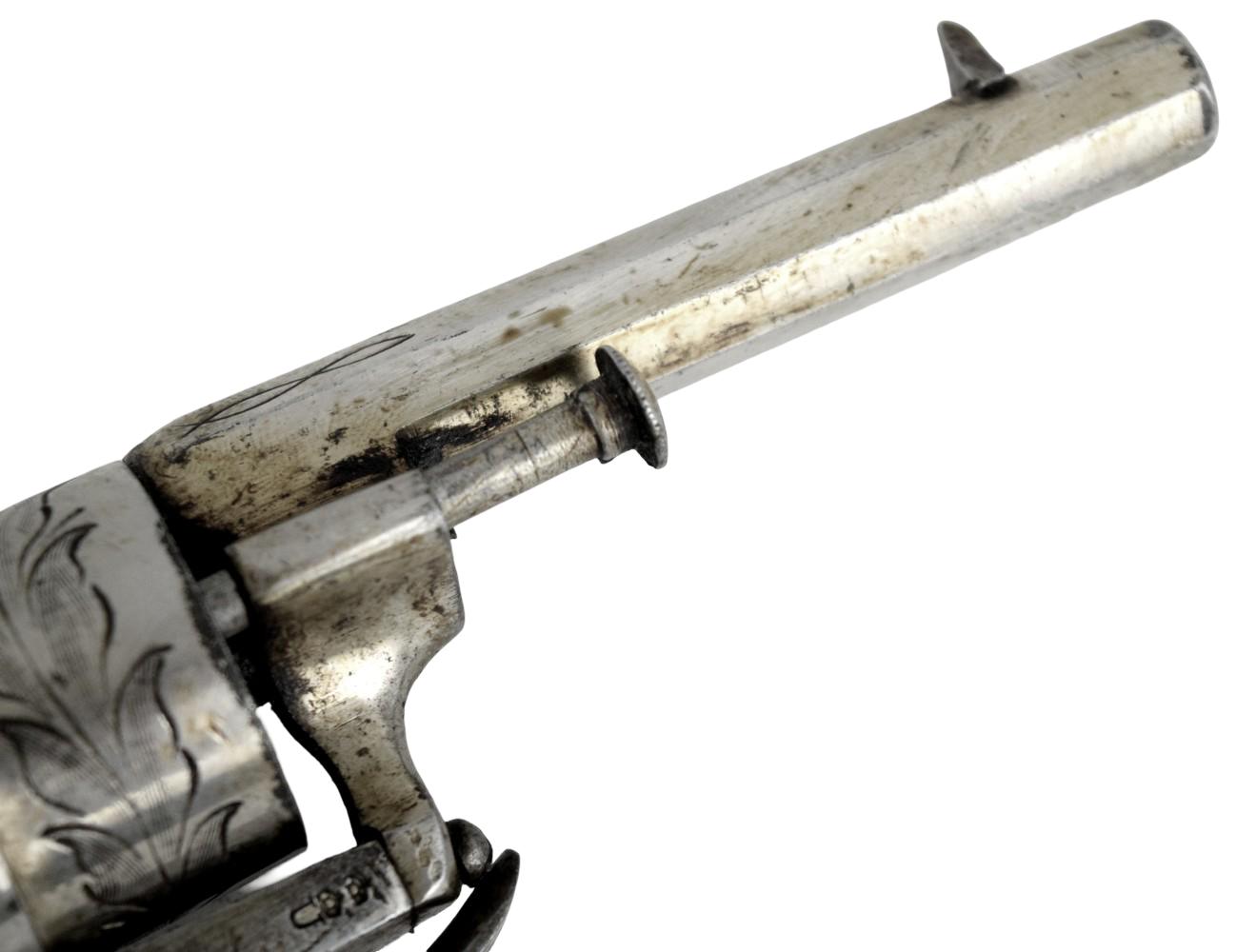 Engraved Belgian Pinfire 7mm Revolver c.1800's