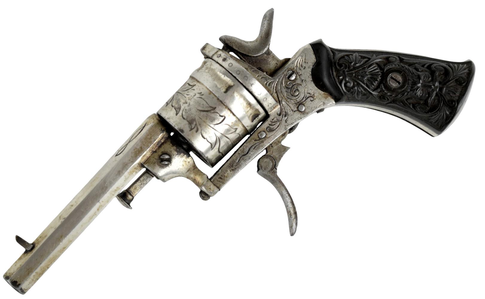 Engraved Belgian Pinfire 7mm Revolver c.1800's