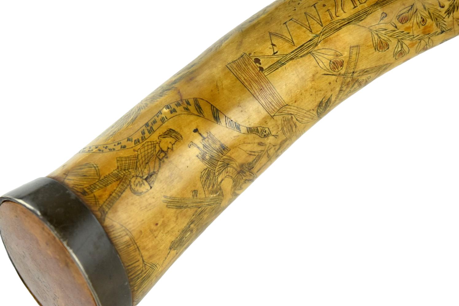Early Style of French and Indian War Era Powder Horn