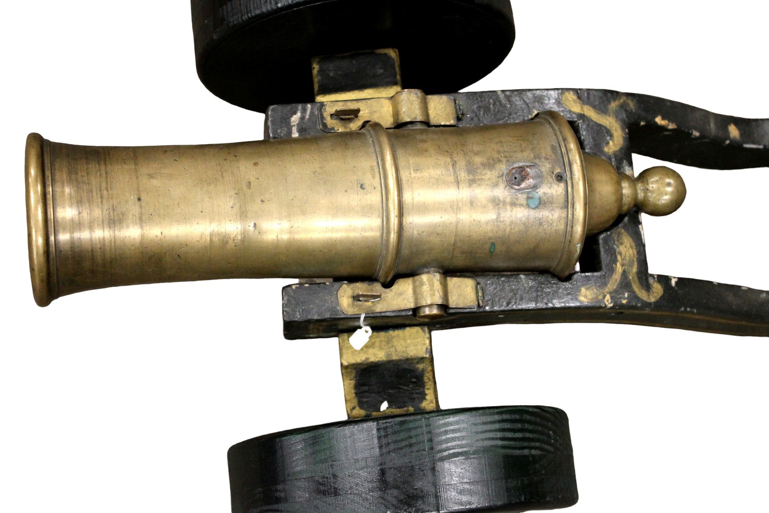 Antique 17th-18th Century Cannon with Brass Barrel on Decorated Carriage