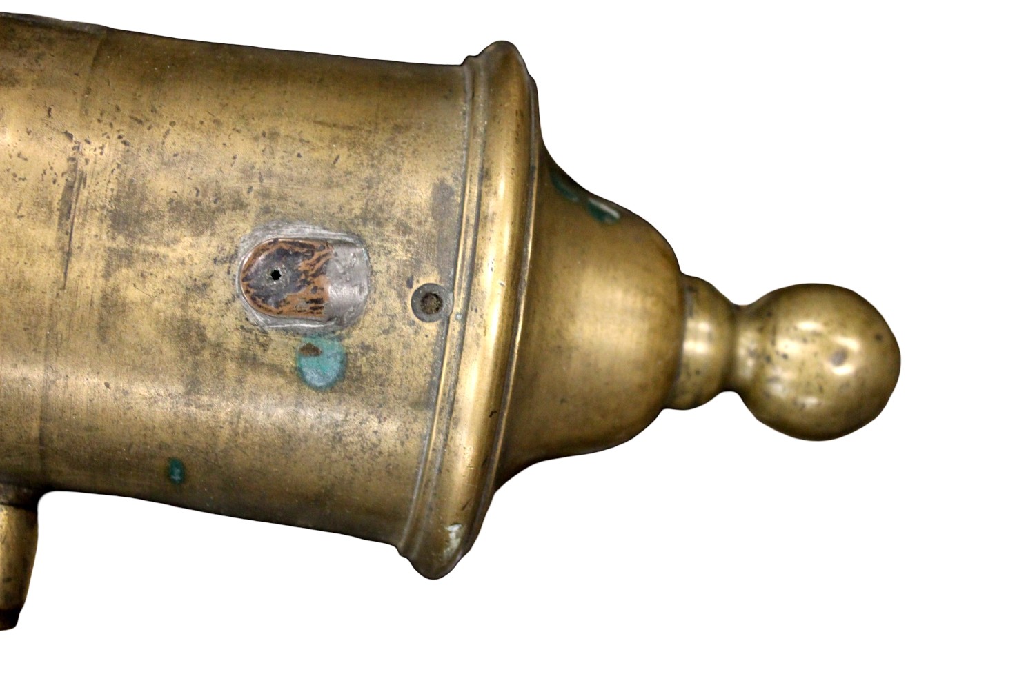 Antique 17th-18th Century Cannon with Brass Barrel on Decorated Carriage