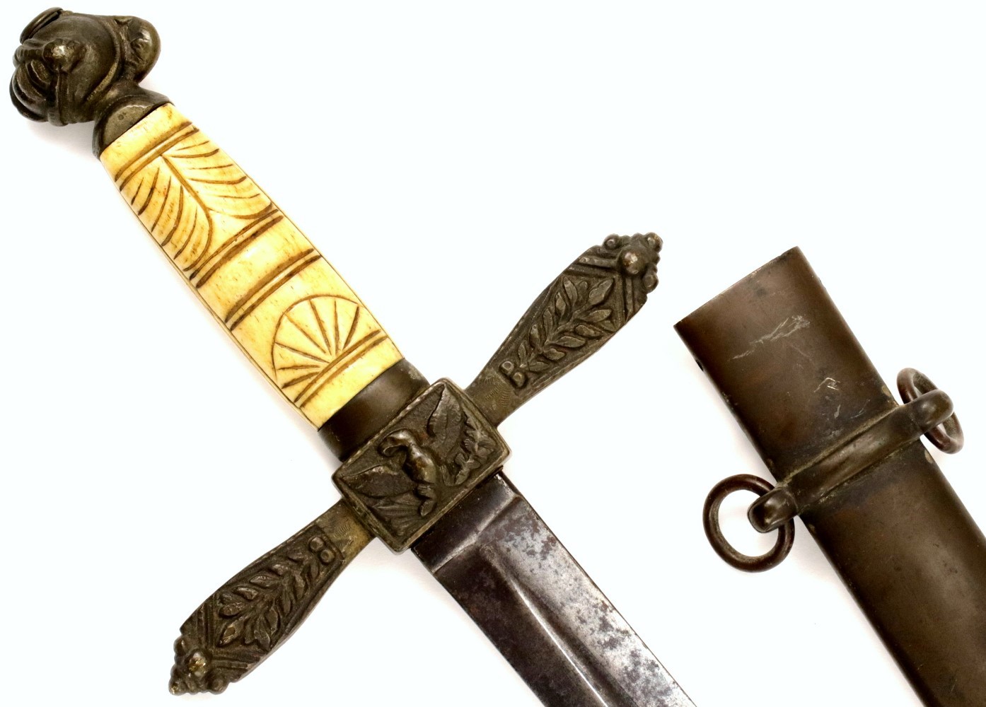 Scarce Variation Model 1850 American Militia Officer's Sword used through the Civil War ~ Nice Carved Bone Grip.