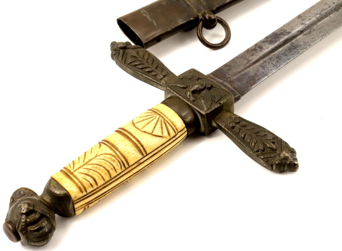 Scarce Variation Model 1850 American Militia Officer's Sword used through the Civil War ~ Nice Carved Bone Grip.