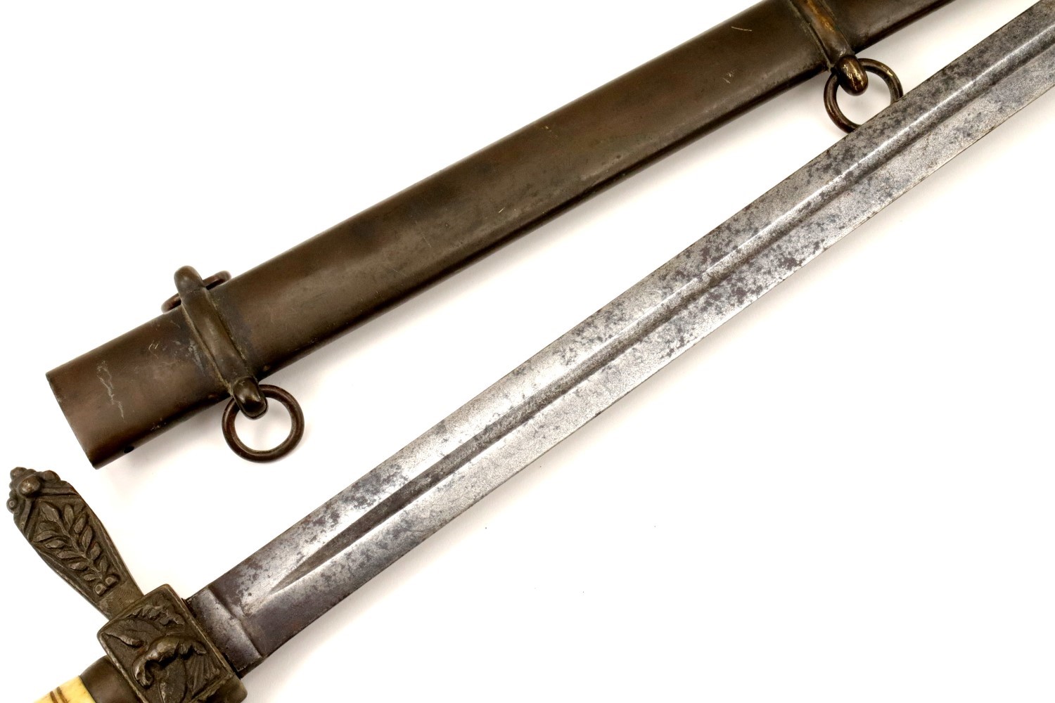 Scarce Variation Model 1850 American Militia Officer's Sword used through the Civil War ~ Nice Carved Bone Grip.