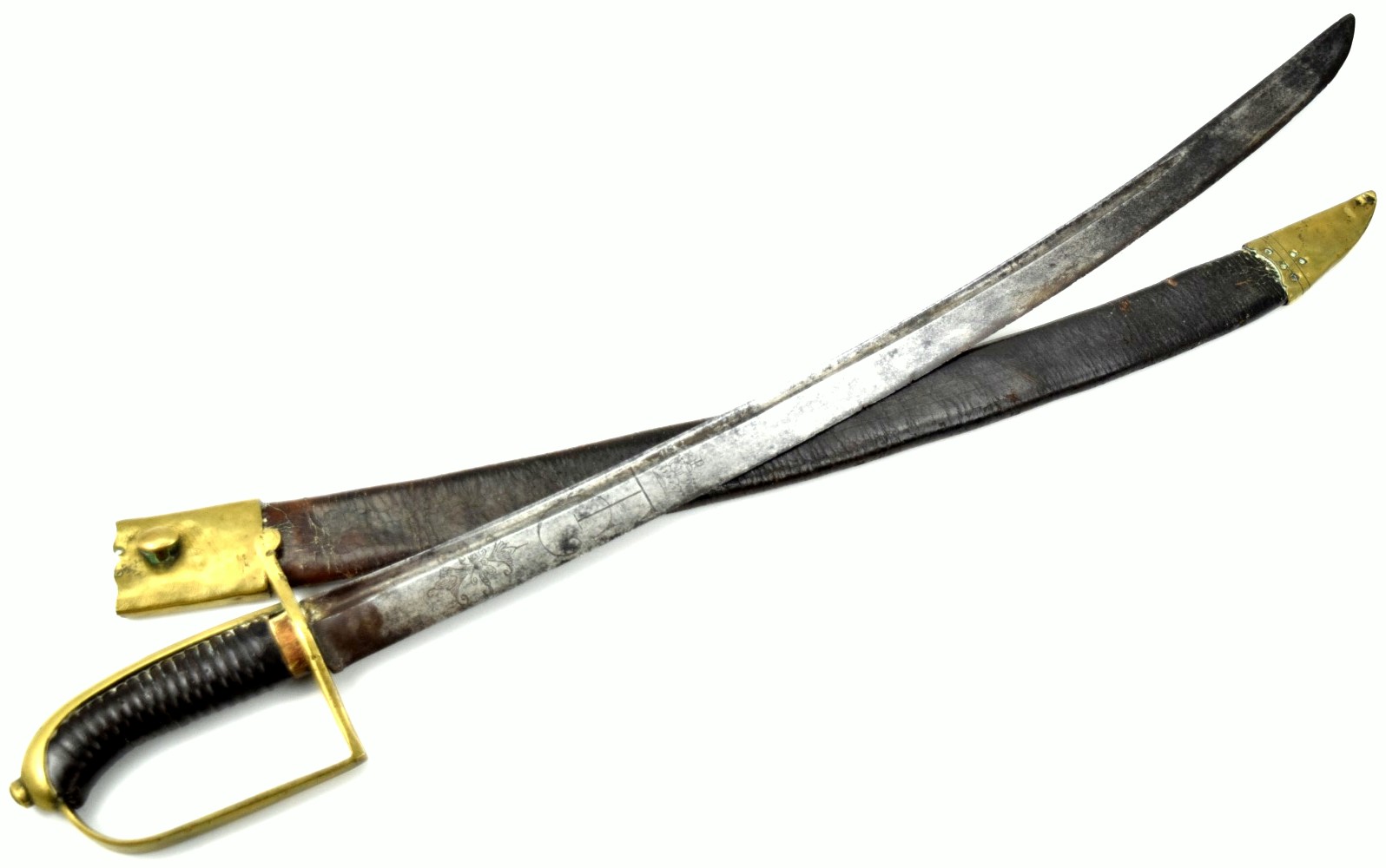 Interesting 1794 Dated Bavarian Sidearm Sword with Unusual Engraved Blade & Original Scabbard.