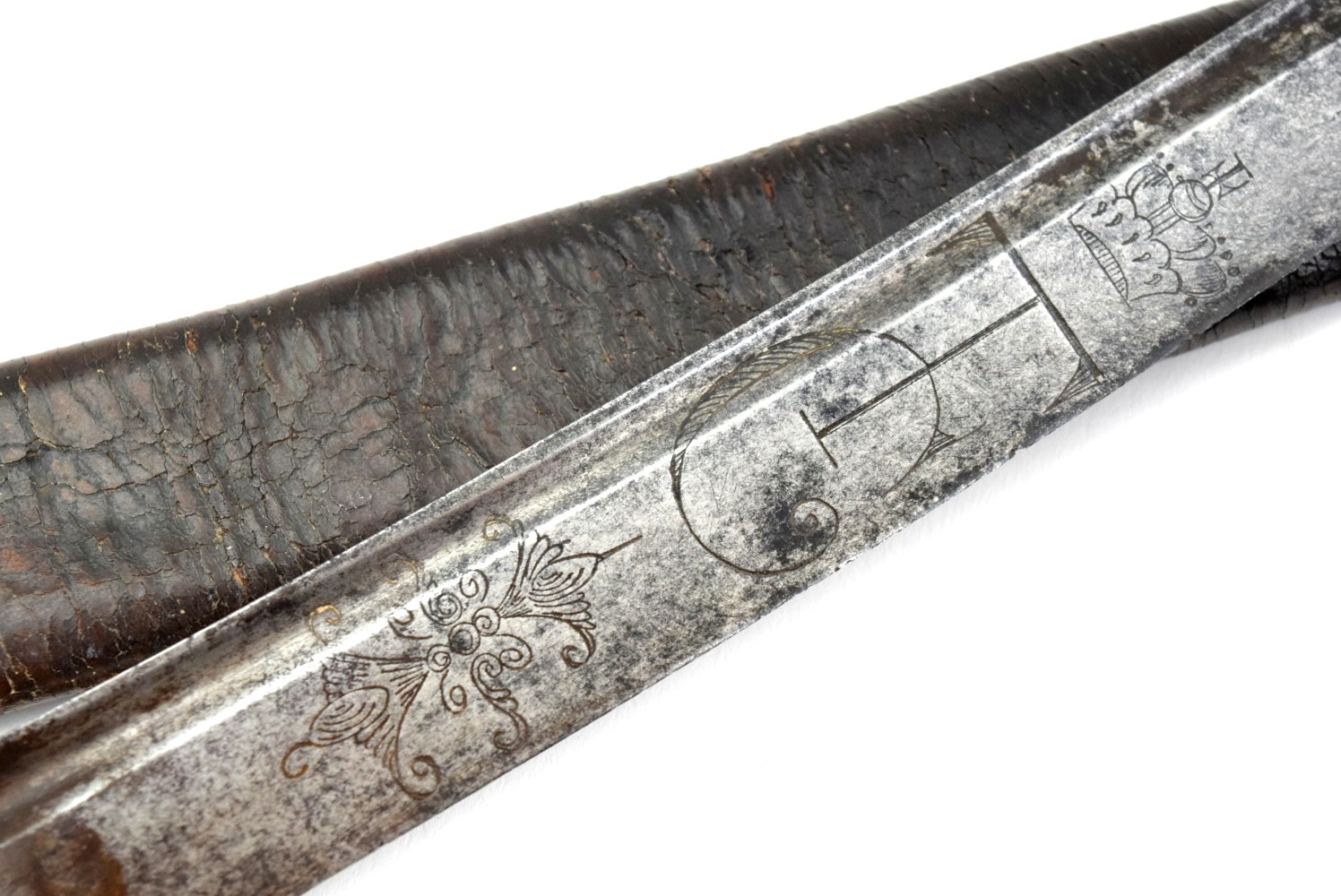Interesting 1794 Dated Bavarian Sidearm Sword with Unusual Engraved Blade & Original Scabbard.